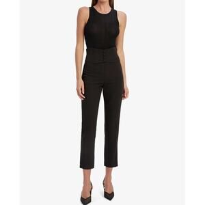 Bardot Black Fitted Corset Pants Size 8 High Waist Ankle Zip Back Stretchy